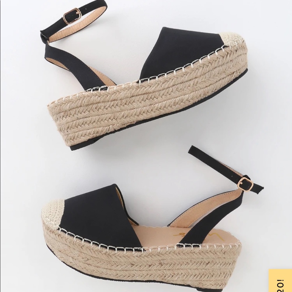 Janelle Black Flatform Espadrilles